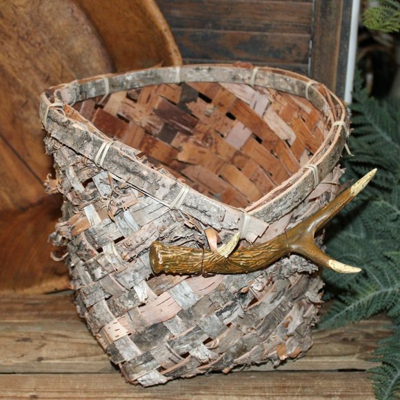 Accents New Unique Rustic Farmhouse Cabin Lodge Birch Bark Weave